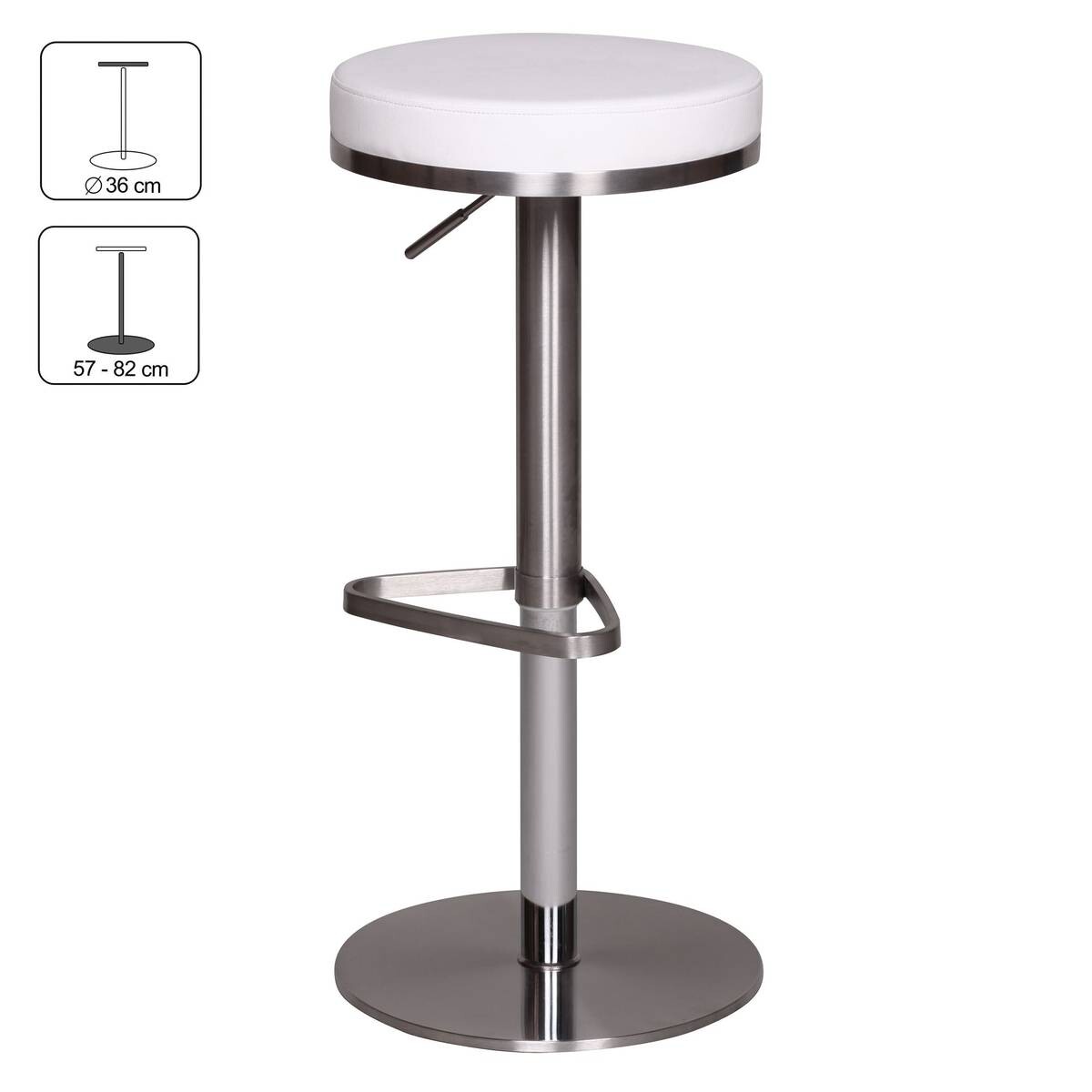 Barhocker weiß Edelstahl Kunstleder Edelstahl