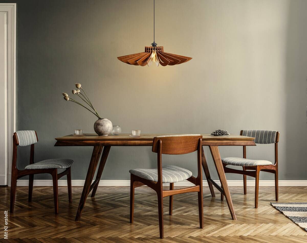 Opviq Pendelleuchte nussbaum MDF B/H/T/L/D: ca. 52x45x52x52x52 cm E27 1 Brennstellen