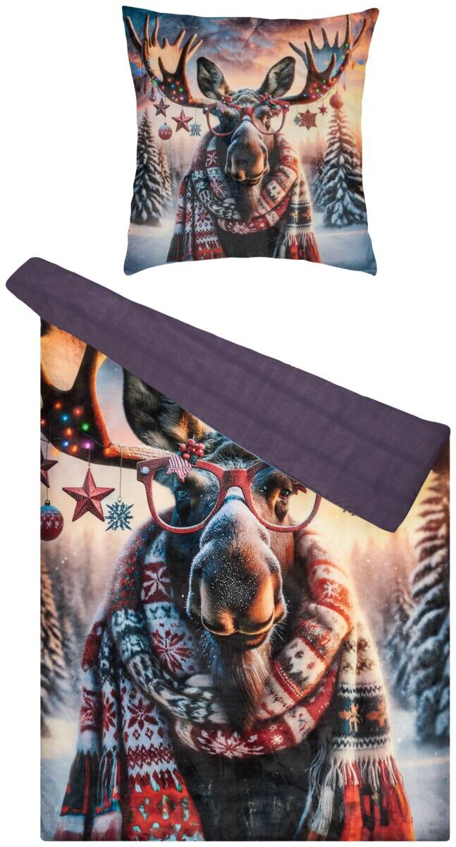 Microfaser Wende Bettwäsche Flanell Multi Polyester B/L: ca. 135x200 cm