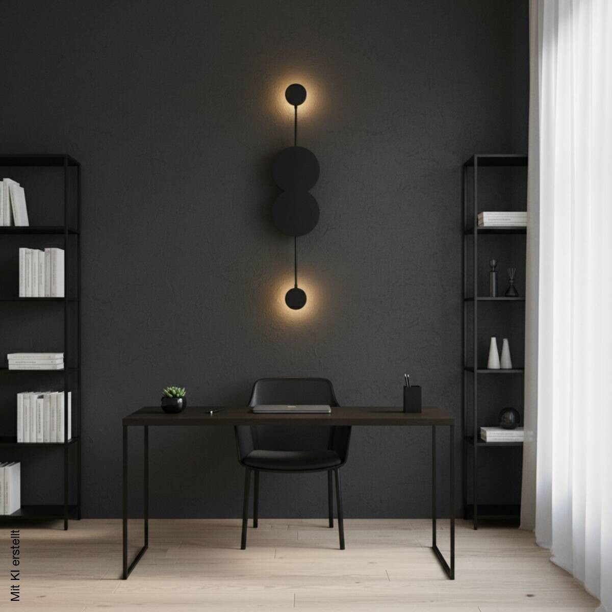 Opviq LED-Wandleuchte schwarz B/H/T: ca. 97x5x20 cm 2 Brennstellen