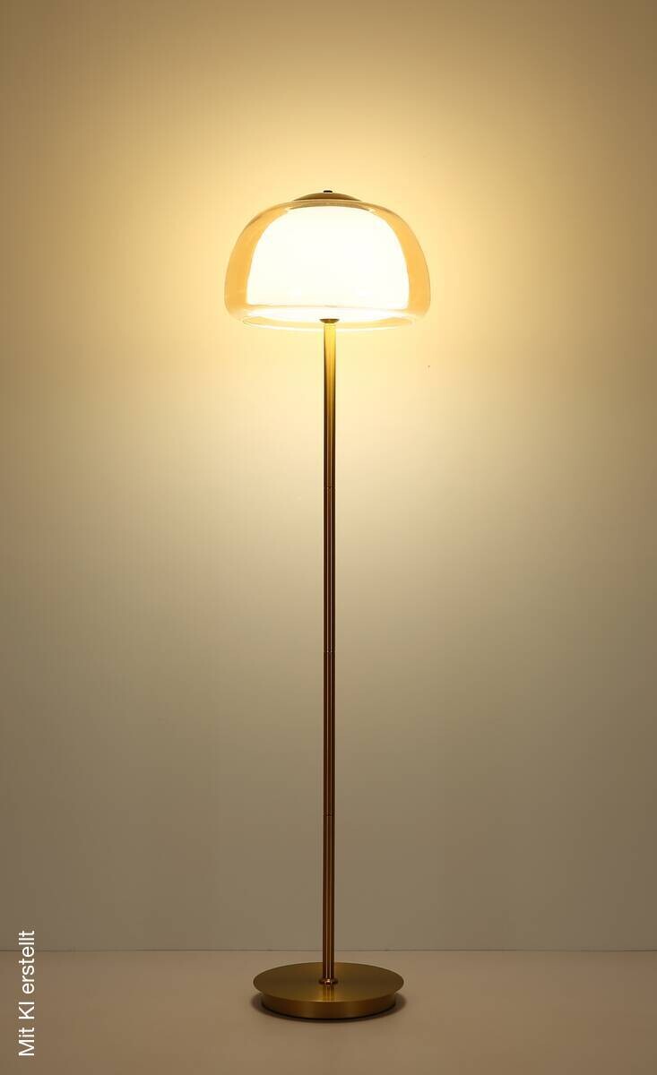 GLOBO Stehlampe gold Metall Glas B/H/L: ca. 44x37x44 cm
