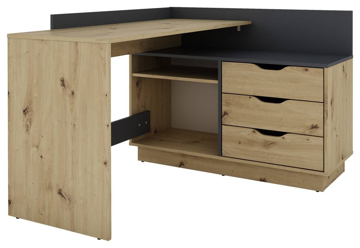 Winkelschreibtisch BELFAST anthrazit Eiche Nachbildung B/H/T: ca. 129x83,5x105 cm