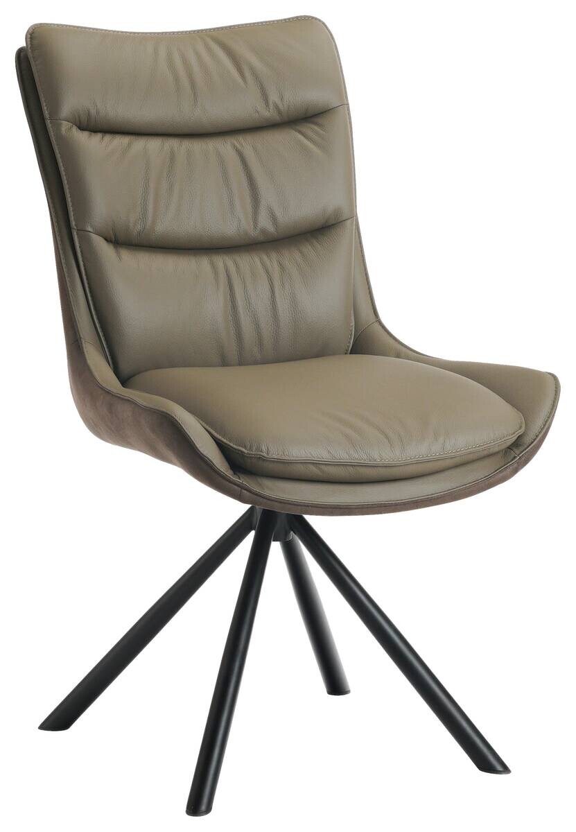 Drehstuhl grau braun Leder Stoff B/H/T: ca. 57x92x69 cm