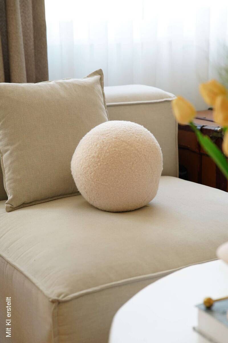 Dekokissen hellbeige Polyester D: ca. 20 cm