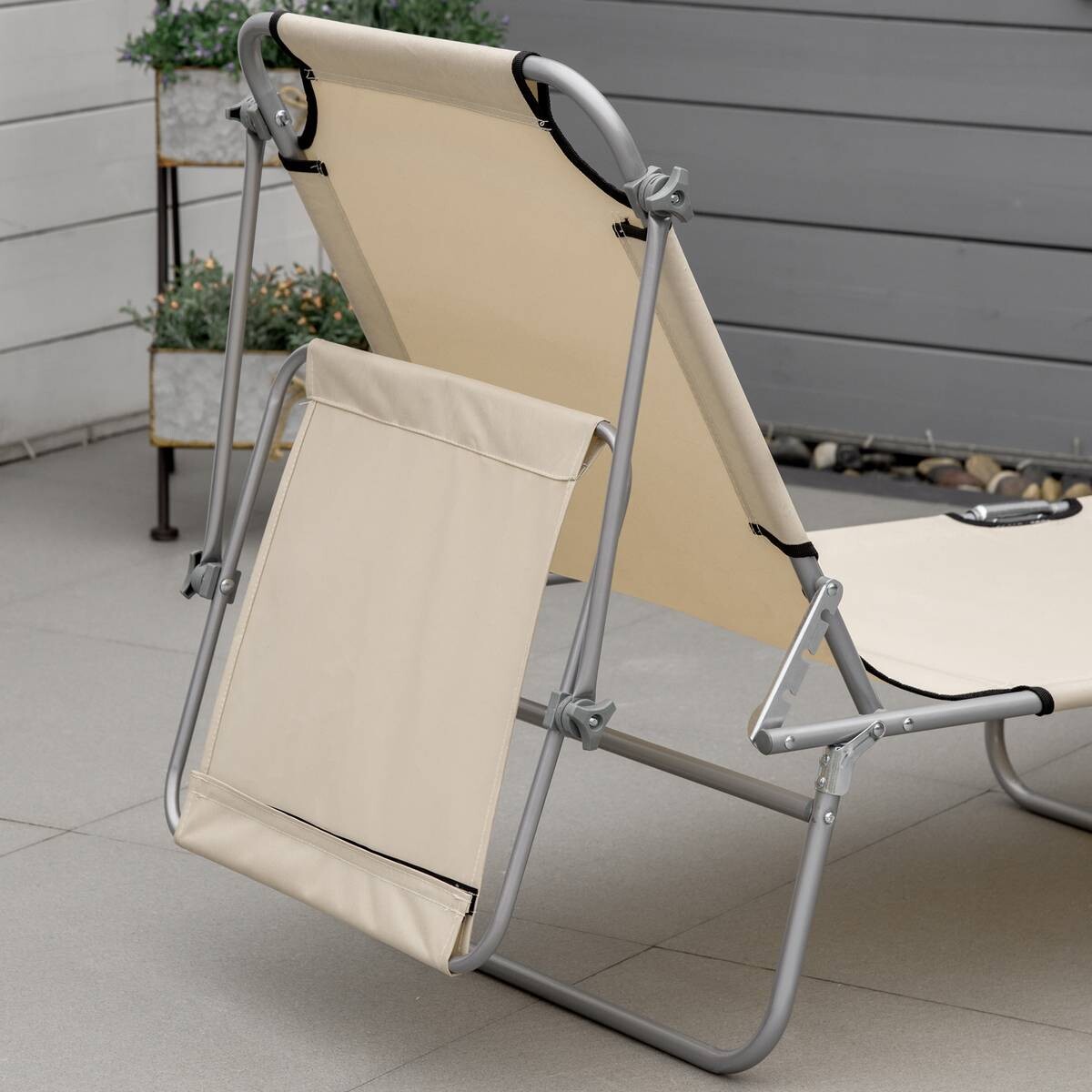Outsunny Sonnenliege beige Stoff B/H/L: ca. 58x36x187 cm
