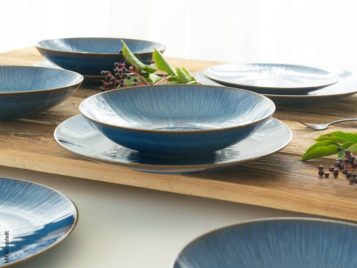 CreaTable Tafelservice Sea Breeze blau Steinzeug 18 tlg.