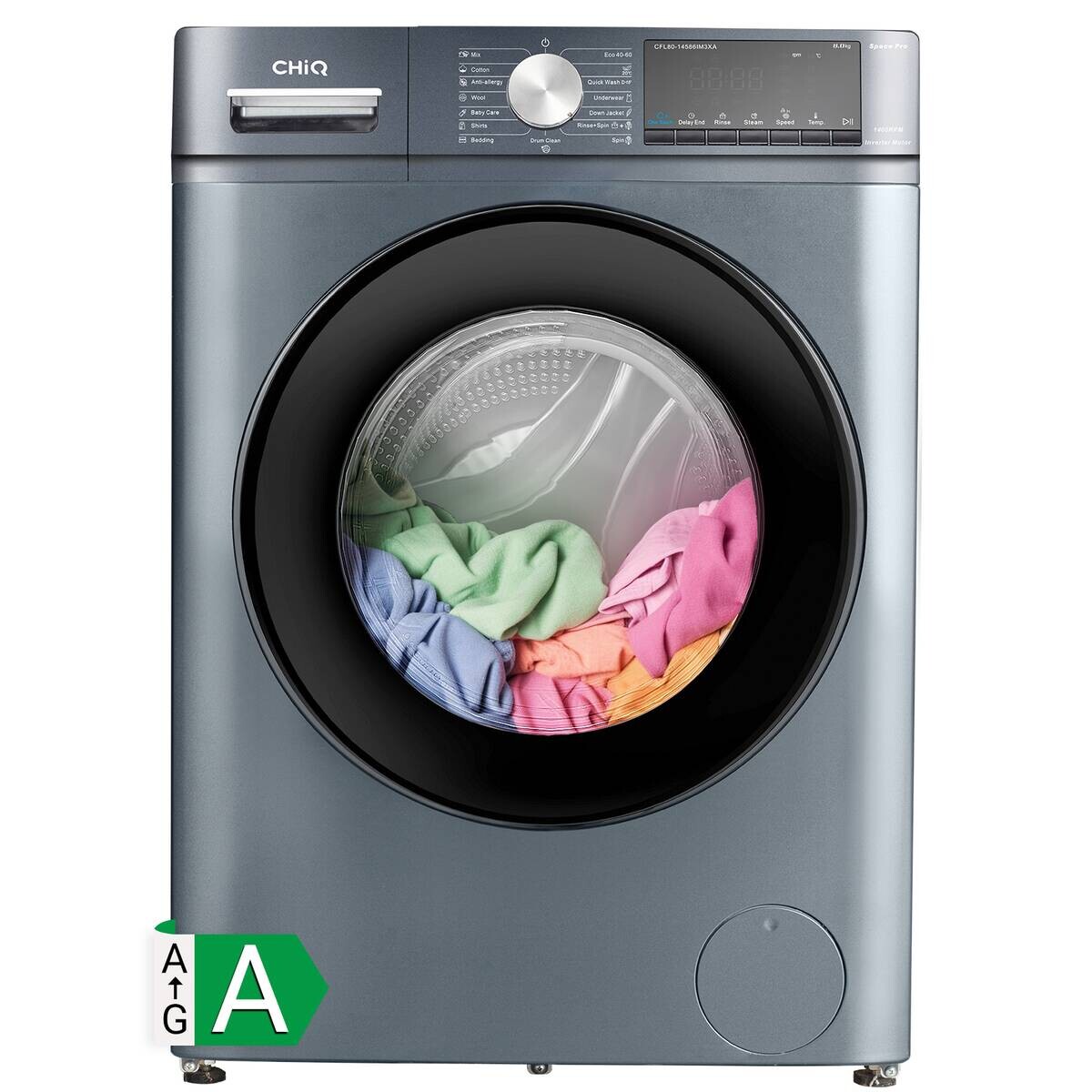 CHiQ Waschmaschine PO8M3XWGABG EEK: A Spektrum: A bis G 8kg 1400U/min grau B/H/L: ca. 60x85x53 cm