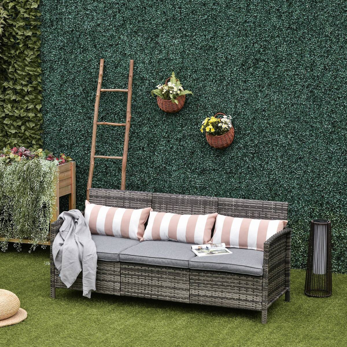 Outsunny Loungesofa grau Stahl B/H/T: ca. 173x78x68 cm