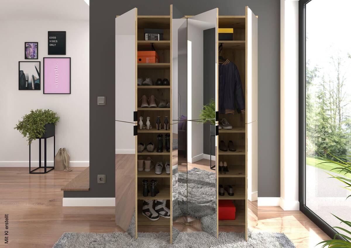 Garderobe PROJEKT Eiche Artisan Nachbildung Spiegel B/H/T: ca. 122x193x34 cm