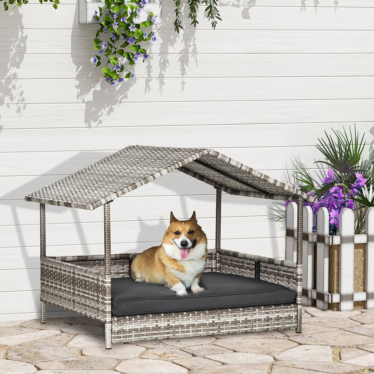 PawHut Hunde-Zubehör grau Polyester B/H/L: ca. 98x69x70 cm