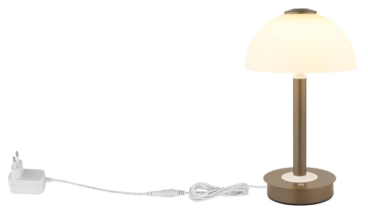 GLOBO LED-Tischleuchte kaffee Opal Glas Metall H/D: ca. 31,5x18 cm 1 Brennstellen