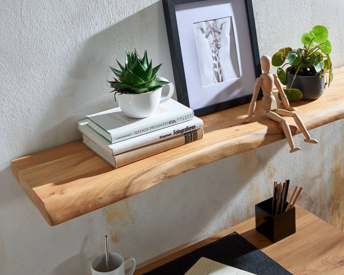 Wandregal braun Holz B/H/T: ca. 100x4x26 cm