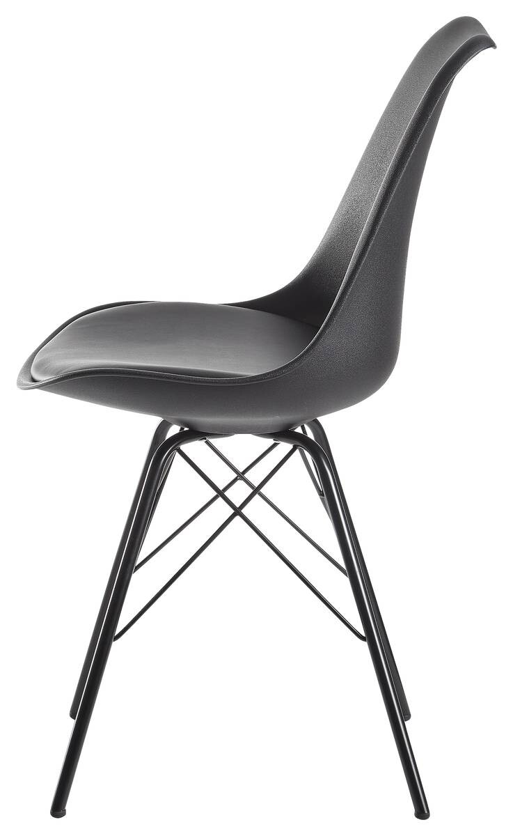 Stuhl 2er.-Set. schwarz Kunstleder Eisen B/H/T: ca. 58x86x48 cm