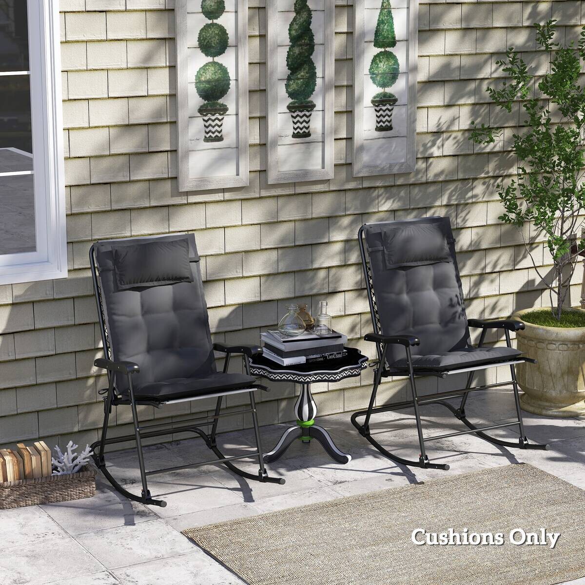 Outsunny Liegenauflage 2er Set dunkelgrau Polyester B/H/L: ca. 50x5x116 cm