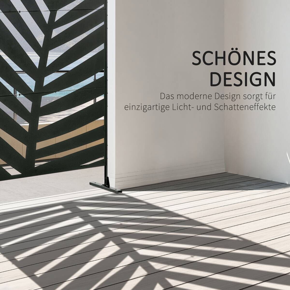 Outsunny Sichtschutz schwarz Stahl B/H/L: ca. 45x198x122 cm