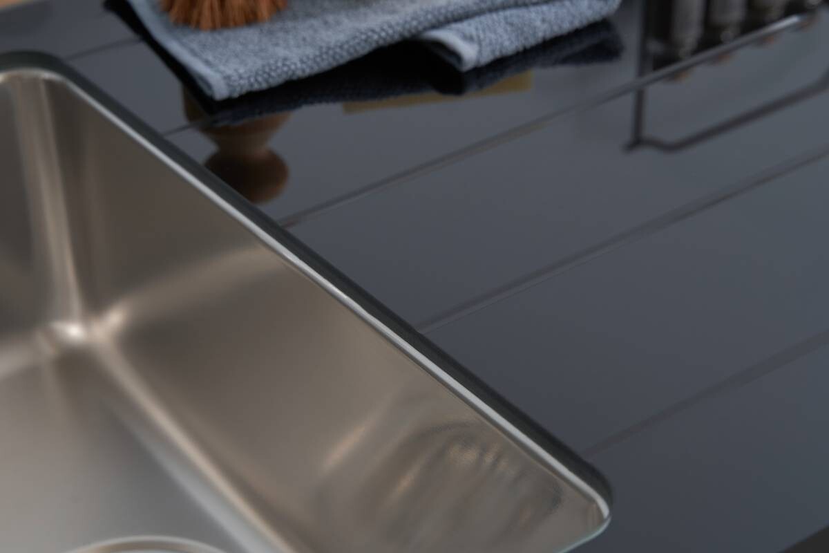 Respekta Einbauspüle New York 100 x 50 S schwarz Glas Edelstahl B/H/T: ca. 100x21x50 cm