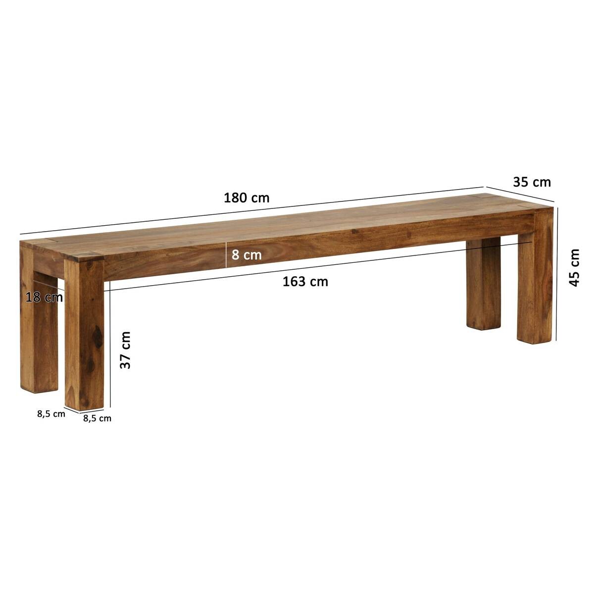 Sitzbank natur Echtholz B/H/T: ca. 180x45x35 cm
