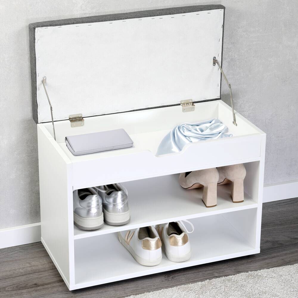 Kesper Schuhschrank mit Sitzkissen weiß Spanplatte B/H/L: ca. 30x45x60 cm