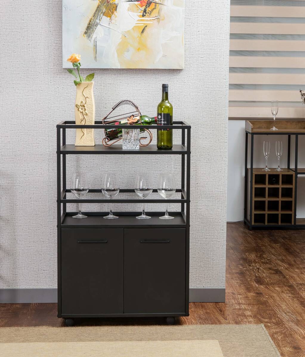 Barwagen Mosaik schwarz Metall B/H/T: ca. 60x94x40 cm