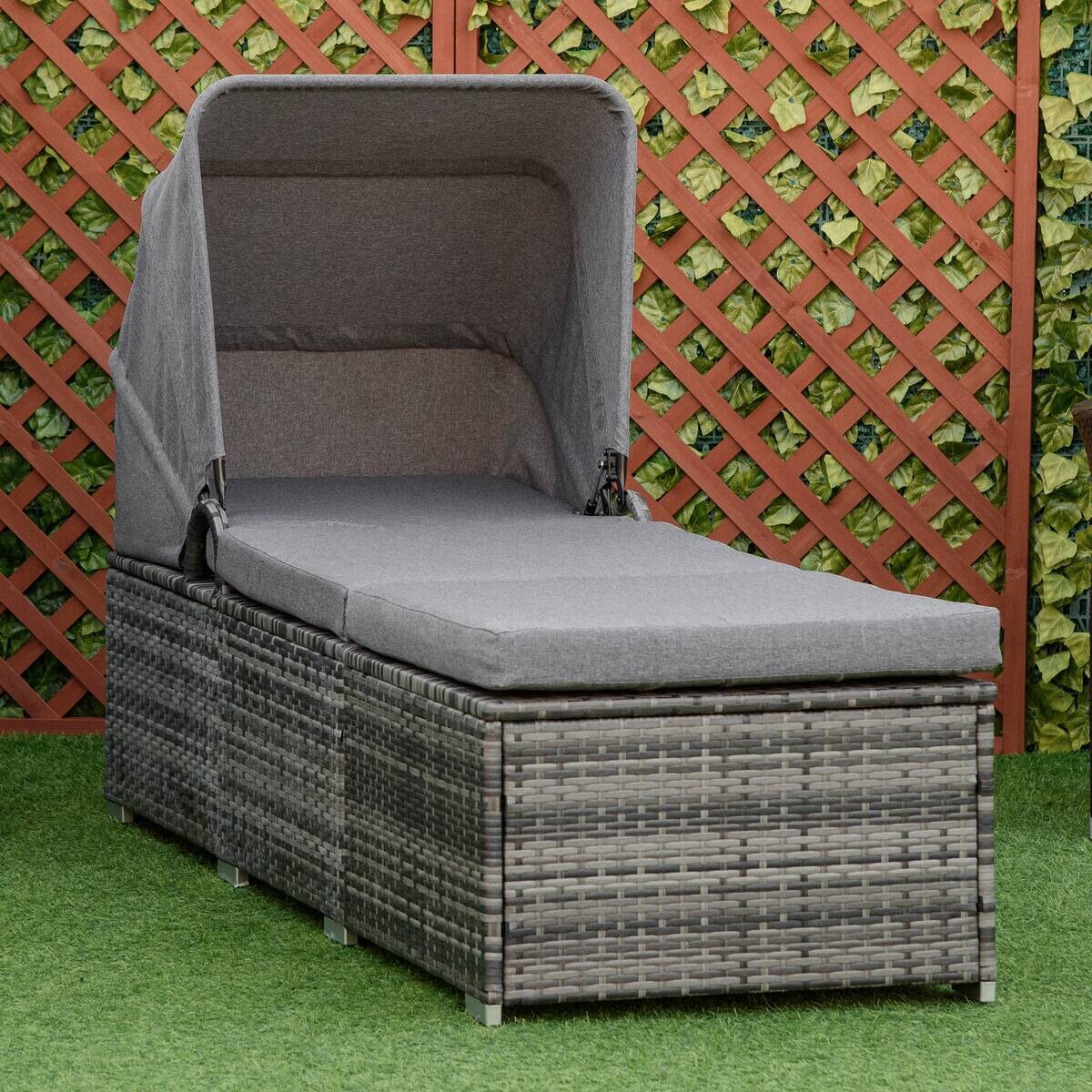 Outsunny Gartenliege grau Edelstahl B/H/L: ca. 65x195x40 cm