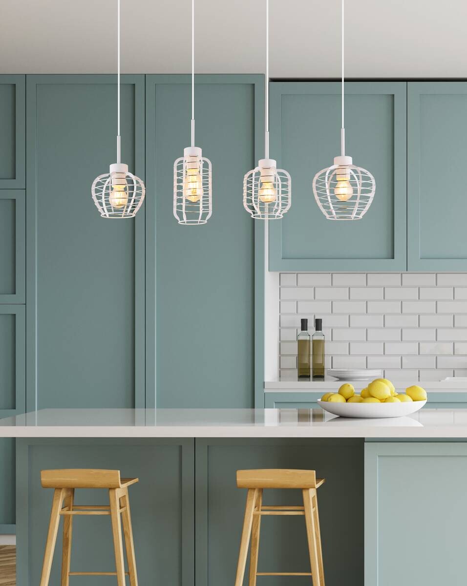 GLOBO Hängeleuchte weiß Chrom Aluminium Metall B/H/L: ca. 37x25,5x86 cm E27 4 Brennstellen