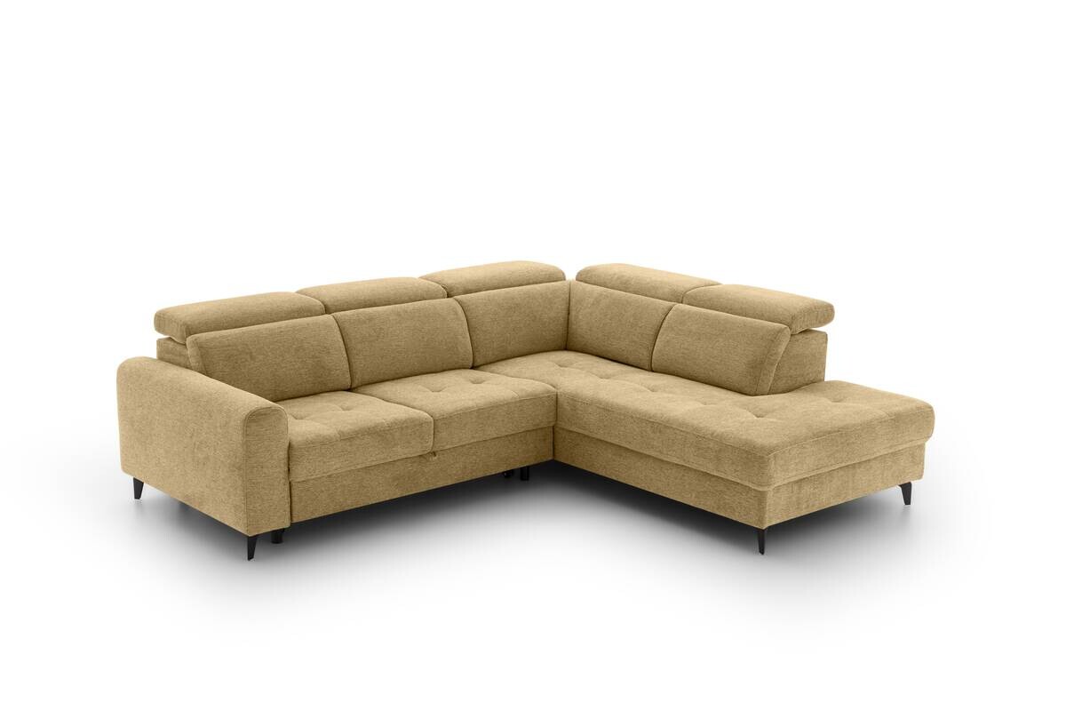 Ecksofa mit Bettfunktion gelb Flachgewebe B/H/T: ca. 258x96x221 cm