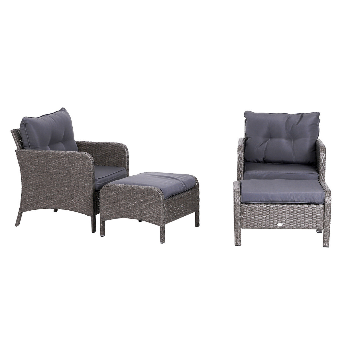 Outsunny Gartensitzgruppe dunkelgrau Polyrattan