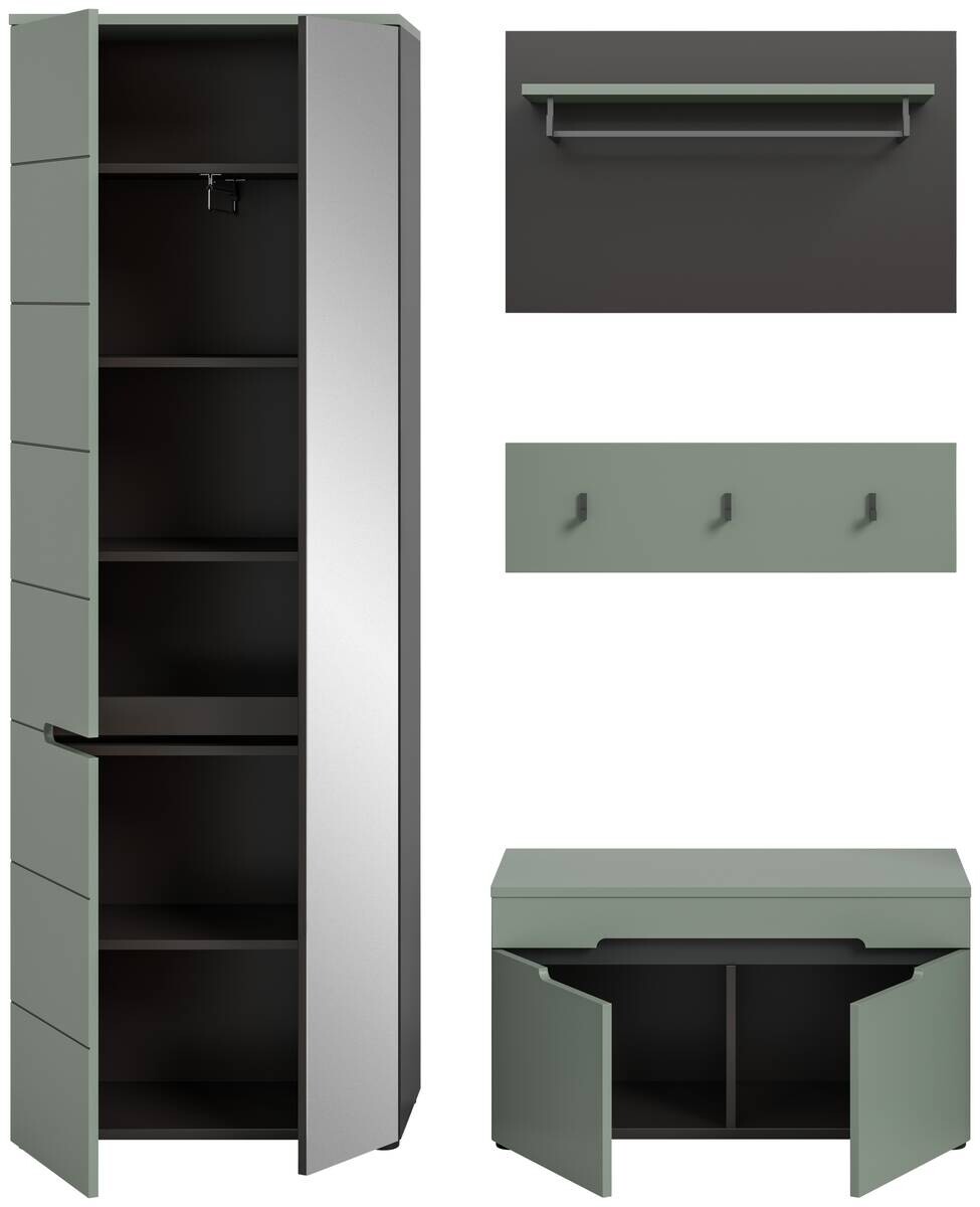 Garderobe Canu grün basaltgrau Nachbildung B/H/T: ca. 160x190x37 cm