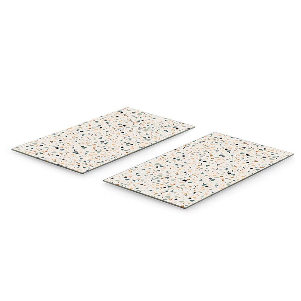 Zeller Herd-/Schneideabdeckplatten-Set Terrazzo bunt Glas B/H/L: ca. 30x0,8x52 cm