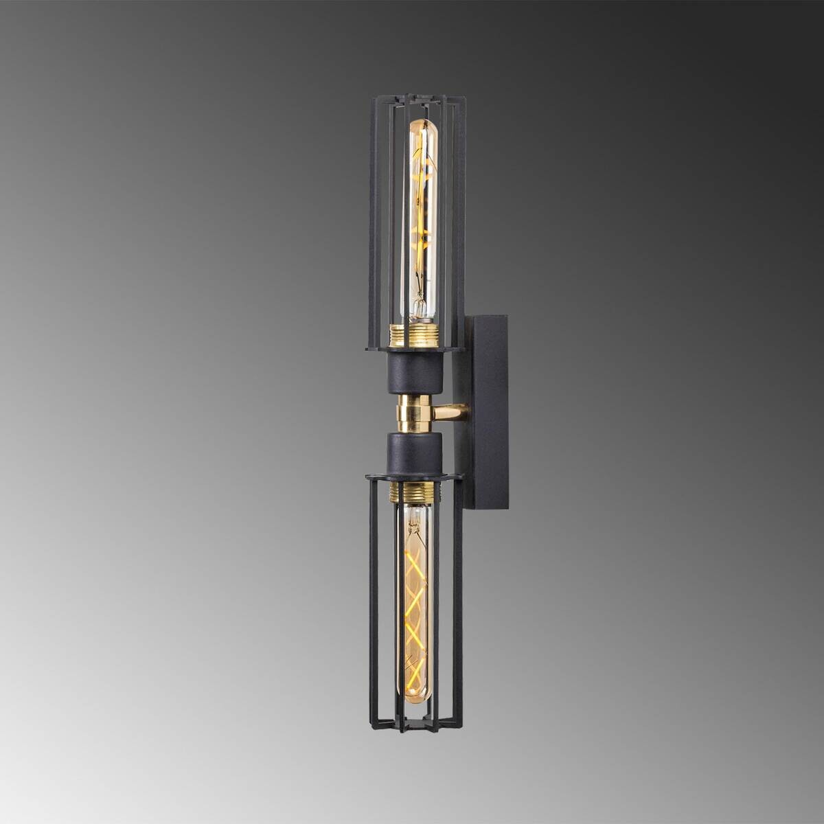Opviq Wandleuchte gold schwarz Eisen B/H/L: ca. 15x50x8 cm E27 1 Brennstellen