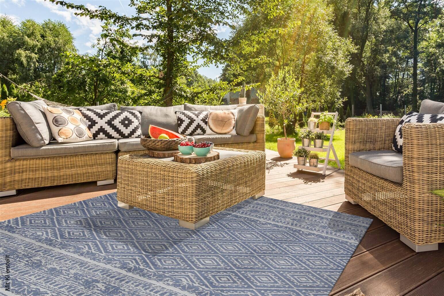 Kayoom Flachgewebeteppich Sunny 110 hellblau B/L: ca. 120x170 cm