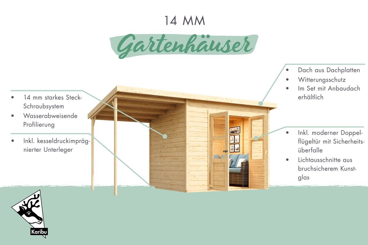 Karibu Gartenhaus Tony 0 grau B/H/T: ca. 182x219x126 cm