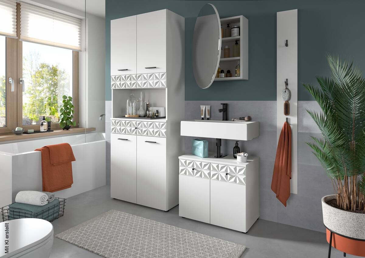 Badezimmer-Set Prisma weiß B/H/T: ca. 60x187x37 cm
