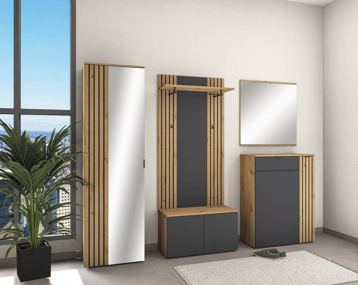 Garderobenschrank Lagos Eiche Artisan Nachbildung anthrazit B/H/T: ca. 57x195x38 cm