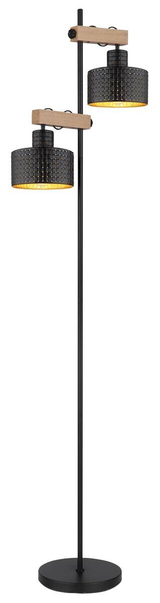 GLOBO Stehlampe schwarz Metall B/H/T: ca. 25x168x44 cm E27 2 Brennstellen