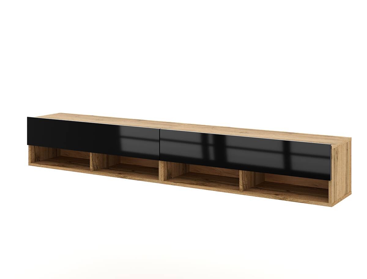 TV-Lowboard TV LOWBOARD DERBY 280 Eiche Wotan Nachbildung schwarz glänzend B/H/T: ca. 280x32,5x31,5 cm