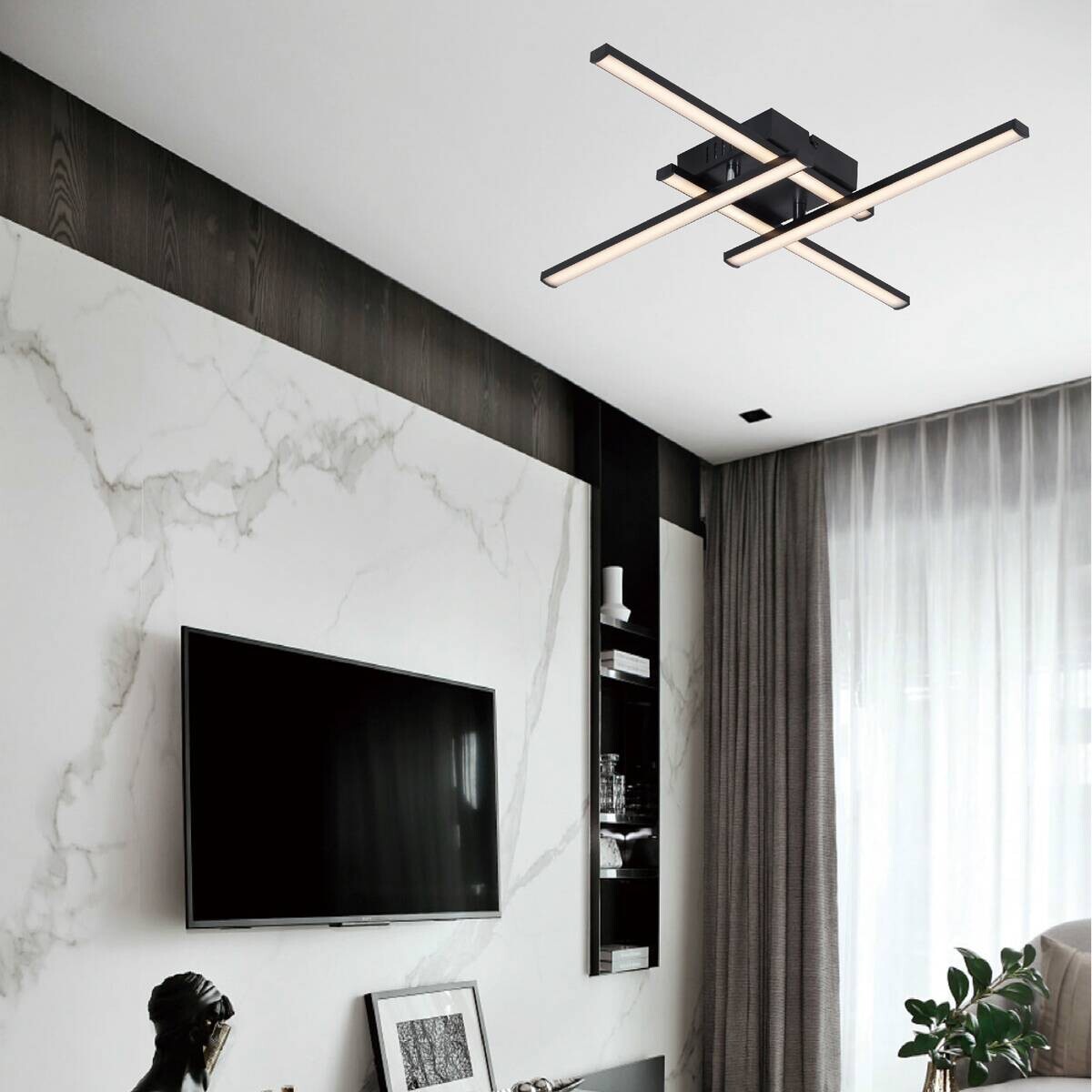 POCOline LED-Deckenleuchte Cleo IV schwarz Kunststoff B/H/L: ca. 51x6x51 cm