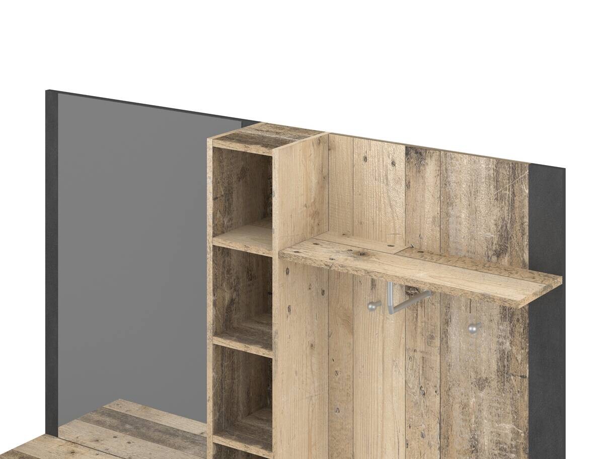 Garderobe BARRY Eiche Old Wood Nachbildung anthrazit B/H/T: ca. 150x190x32 cm