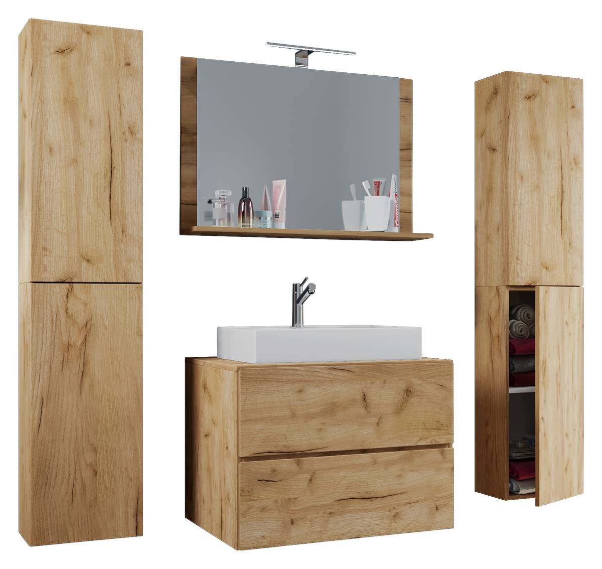 Waschplatz 5tlg-Lendas weiß Eiche Honig Nachbildung B/H/T: ca. 80x52x52 cm
