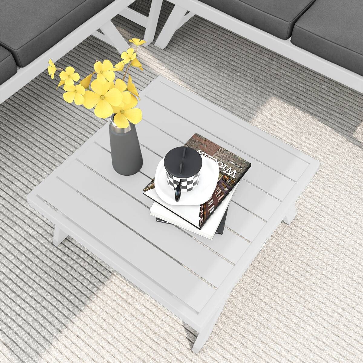 Outsunny Sitzgruppe grau Edelstahl B/H/L: ca. 61x115x65 cm