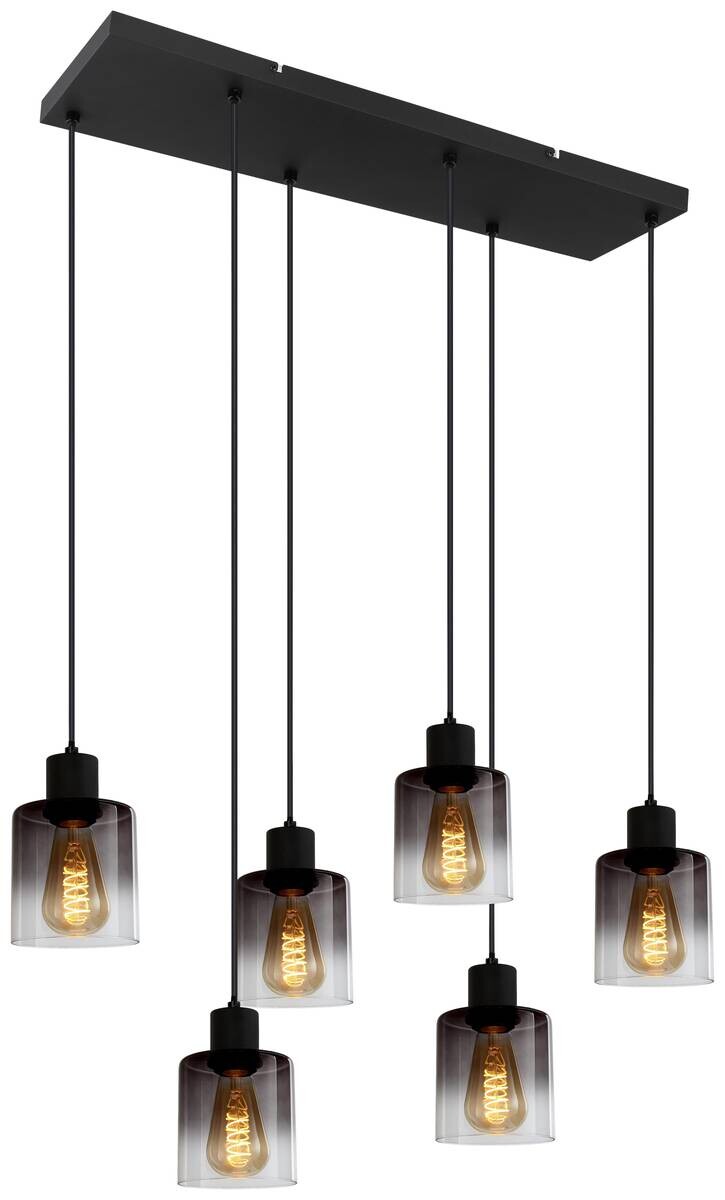 POCOline Pendelleuchte Annie schwarz Metall B/H/L: ca. 25x120x77 cm E27 4 Brennstellen