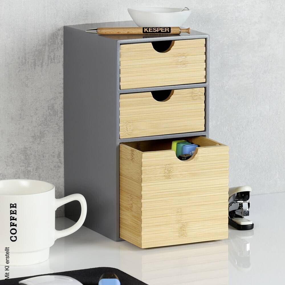 Kesper Organizer grau Holz B/H/L: ca. 16x27x14 cm