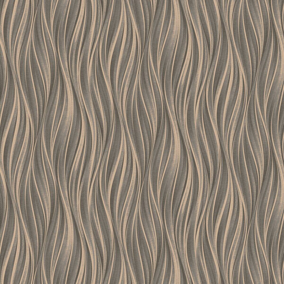 Vliestapete Wellen braun gold B/L: ca. 53x1005 cm