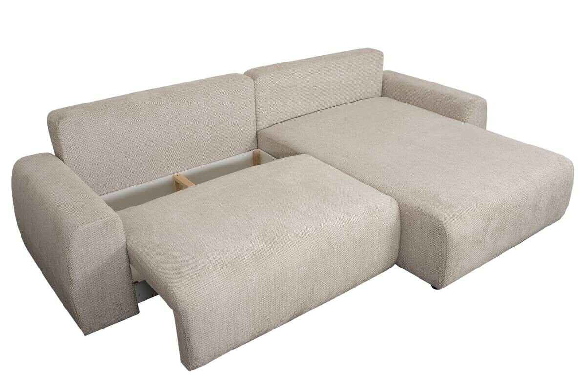 Ecksofa mit Bettfunktion und Bettkasten beige Microfaser B/H/T: ca. 293x88x172 cm