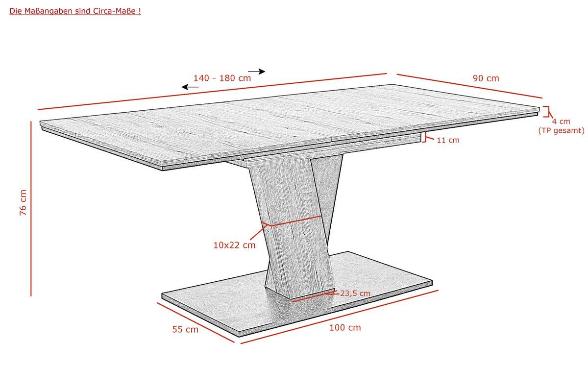 Essgruppe Ebro Holzwerkstoff B/H/T: ca. 180x76x90 cm