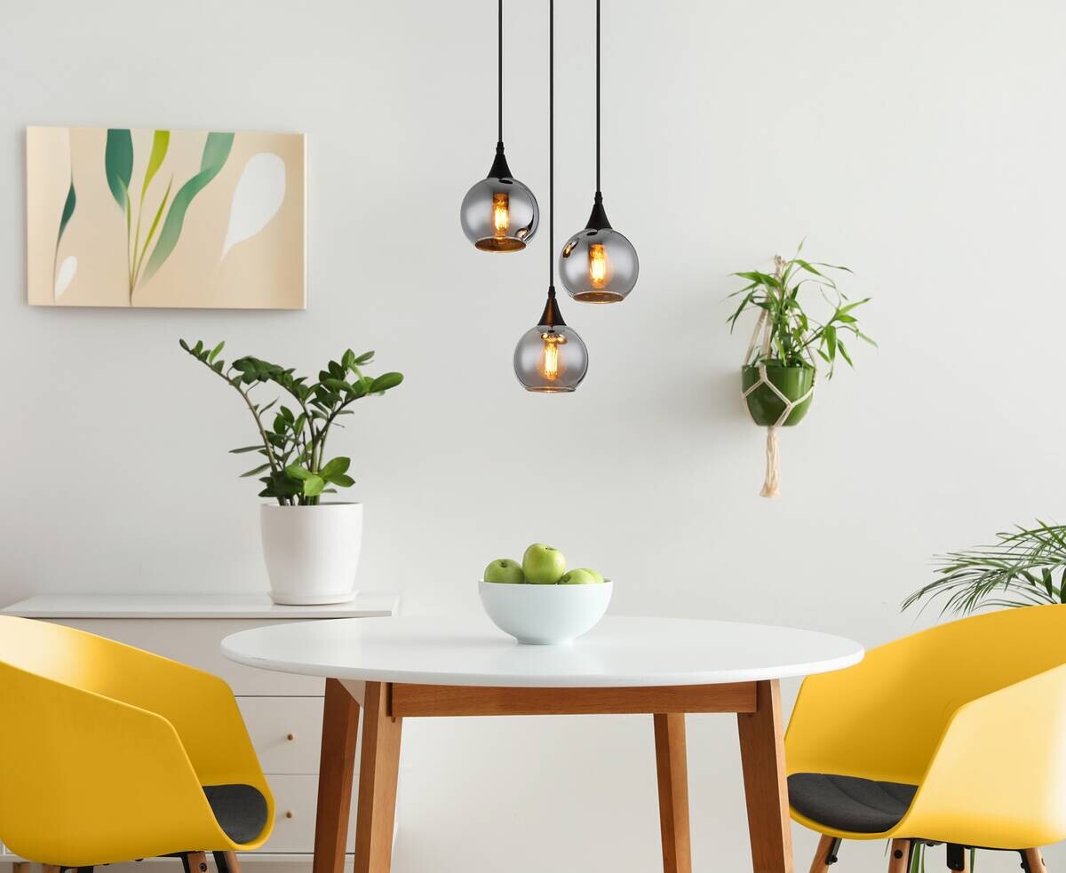 GLOBO Pendelleuchte Nika schwarz Glas Metall E27 3 Brennstellen