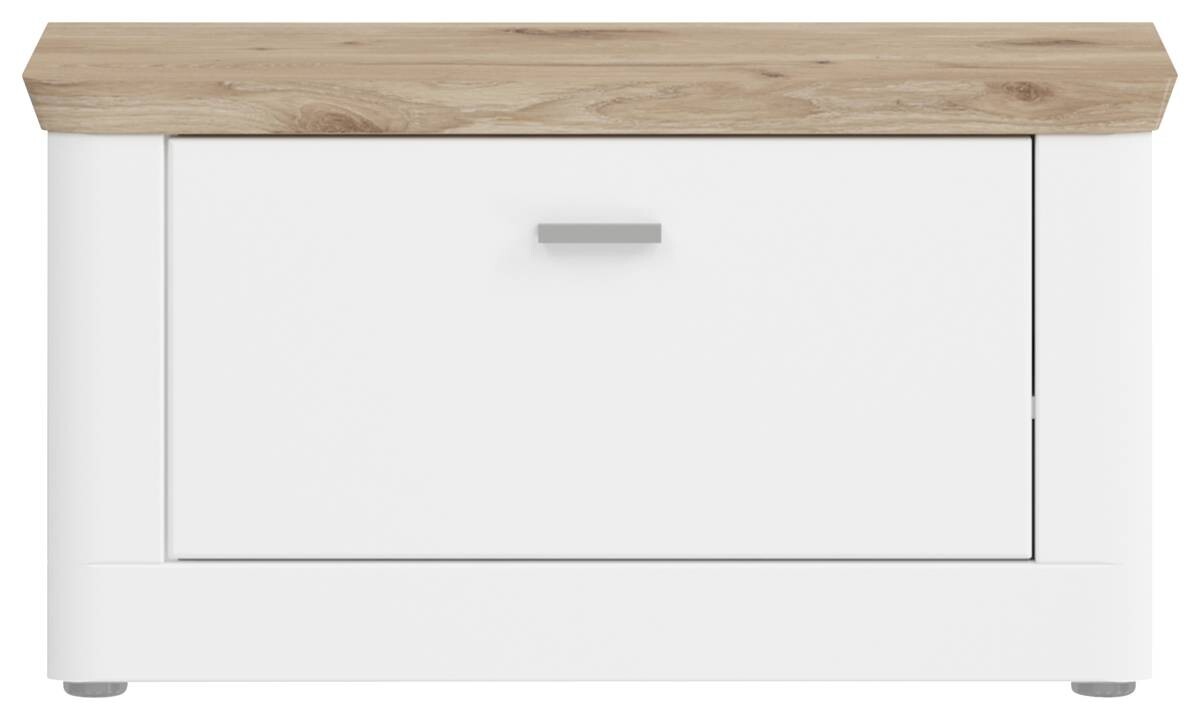 Sitzbank Michigan weiß matt Eiche Viking Nachbildung B/H/T: ca. 79x44x37 cm