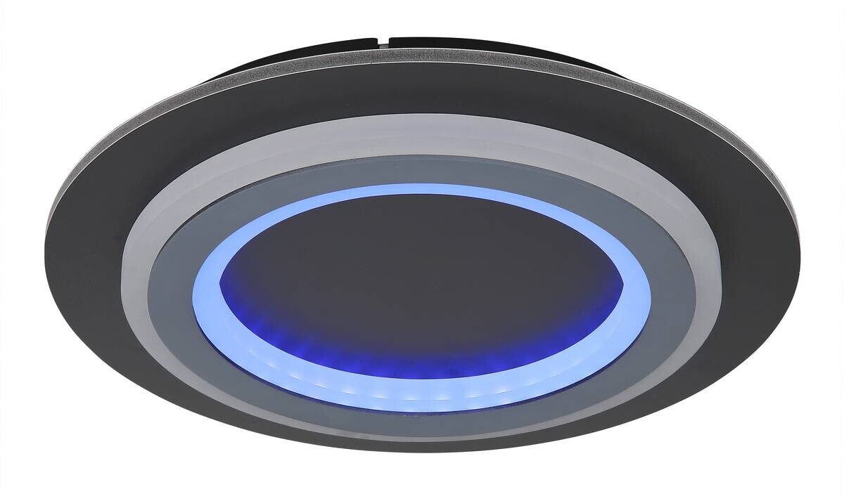 GLOBO LED-Deckenleuchte mattschwarz Opal grau Metall Kunststoff Acryl H/D: ca. 5,5x34 cm 1 Brennstellen