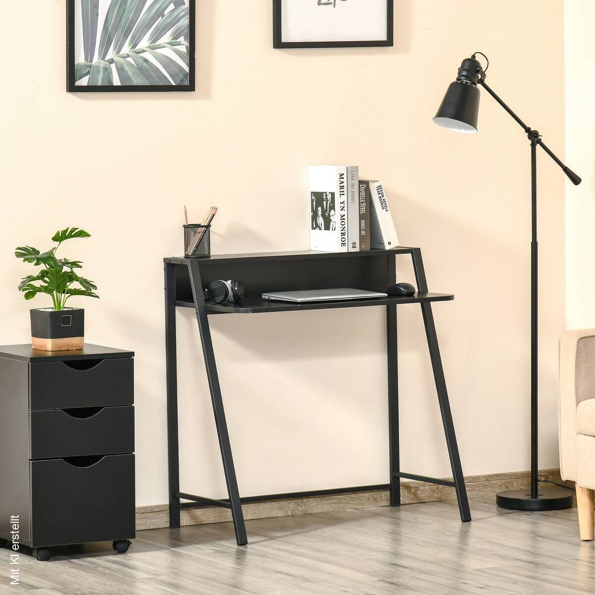 Schreibtisch 836-055BK schwarz B/H/T: ca. 84x85x45 cm