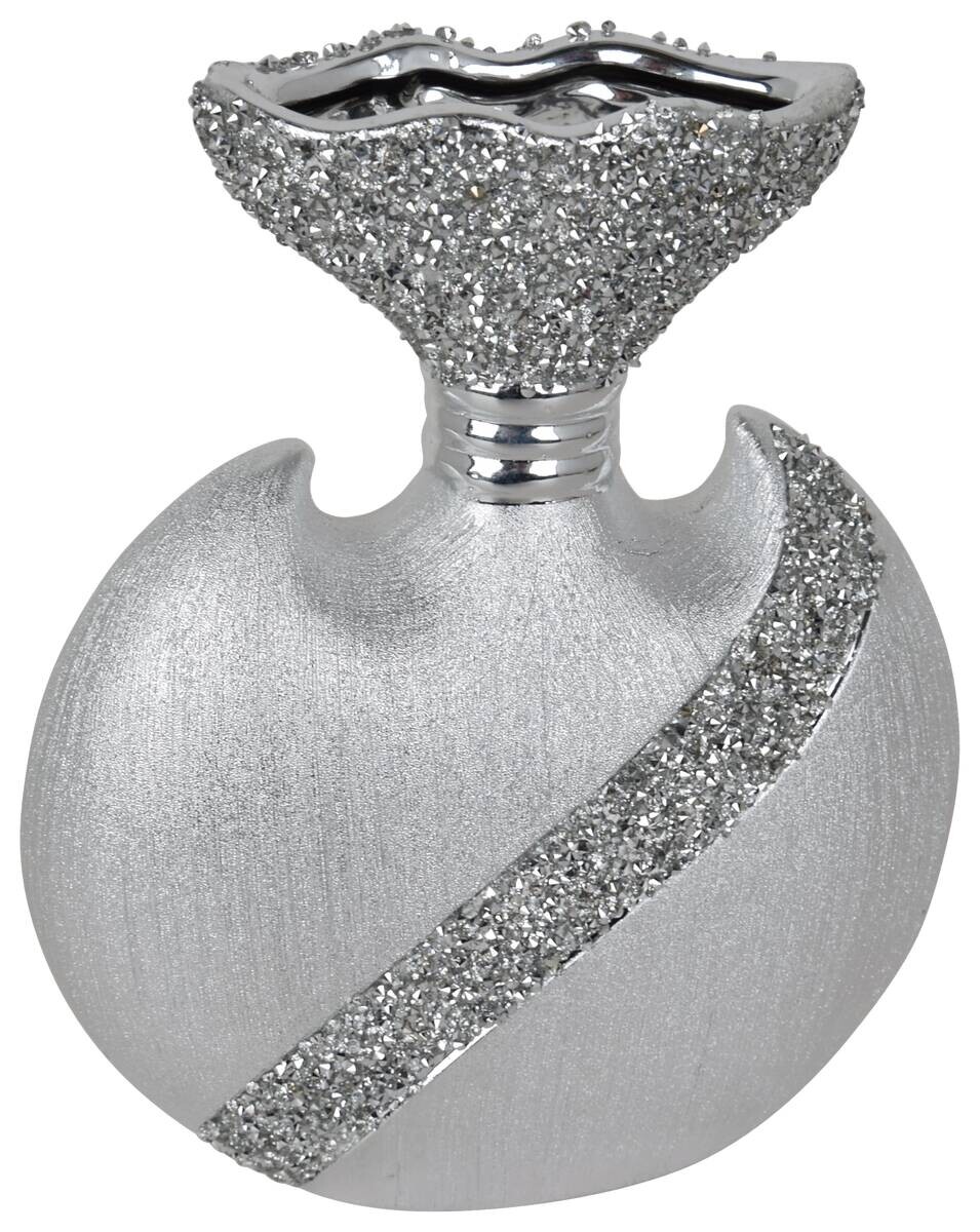 Vase silber Keramik H/D: ca. 25x7 cm